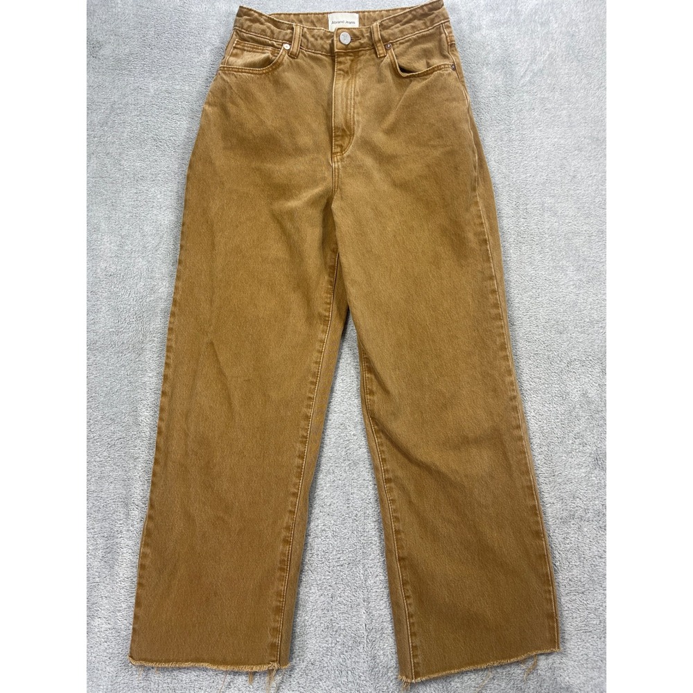 Abrand Jeans Women 25 Brown A Carrie Jean Wide Leg High Rise Raw Hem